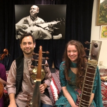 After my first concert on the stage at the Ali Akbar College of Music, where I performed a piece of my teacher Alam Khan's, in an ensemble with Manik Khan and Nazan Aktas.